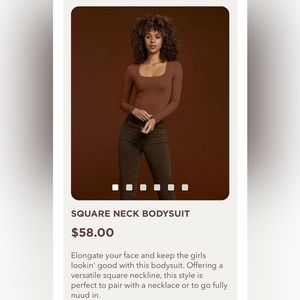 Brand new!!Nuuds square neck bodysuit Size Small in Chocolate.